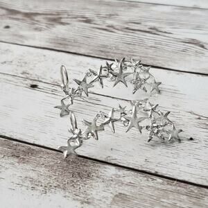 Vintage Clip On Earrings - Stars Silver Tone Ear Wrap